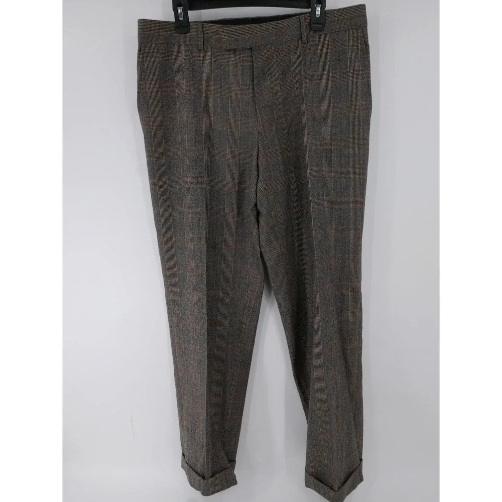 Hugo Boss Suit Brown Plaid Rossellini/Movie Wool Tweed USA 2 Piece 42R 36x33